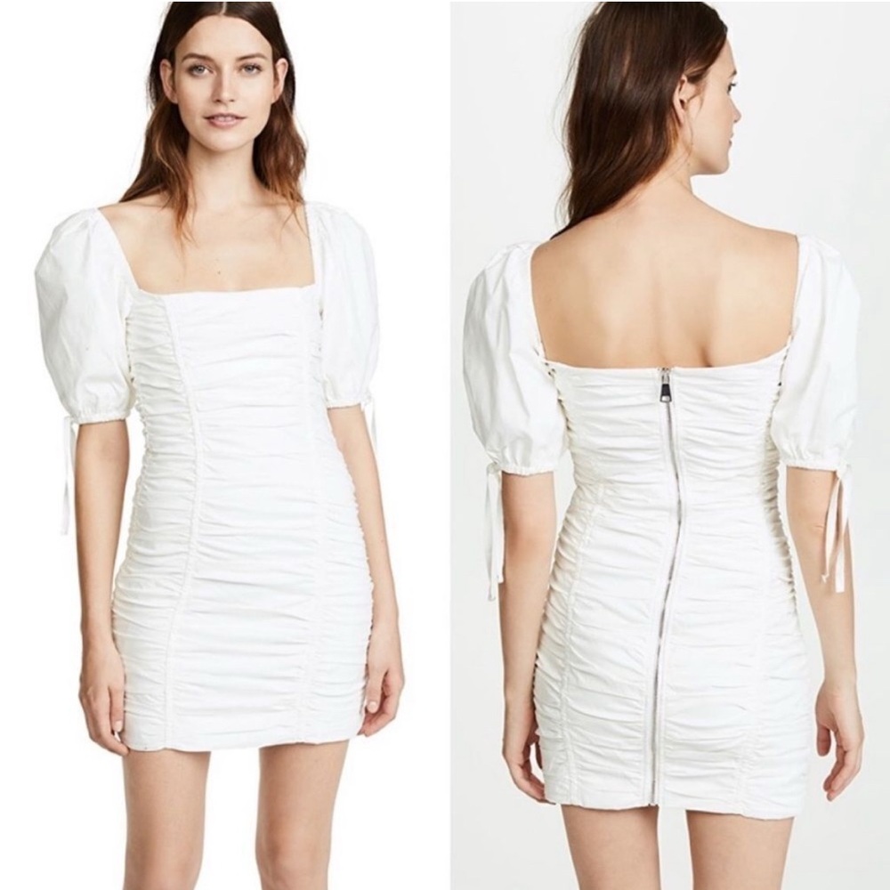RONNY KOBO WHITE GALINA MINI DRESS. SIZE MEDIUM.